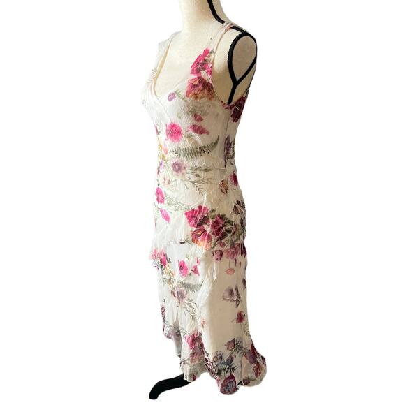 New Komarov Sleeveless Dress in Cream w/Pink Purple Floral Print Size Small/Med - Picture 3 of 10